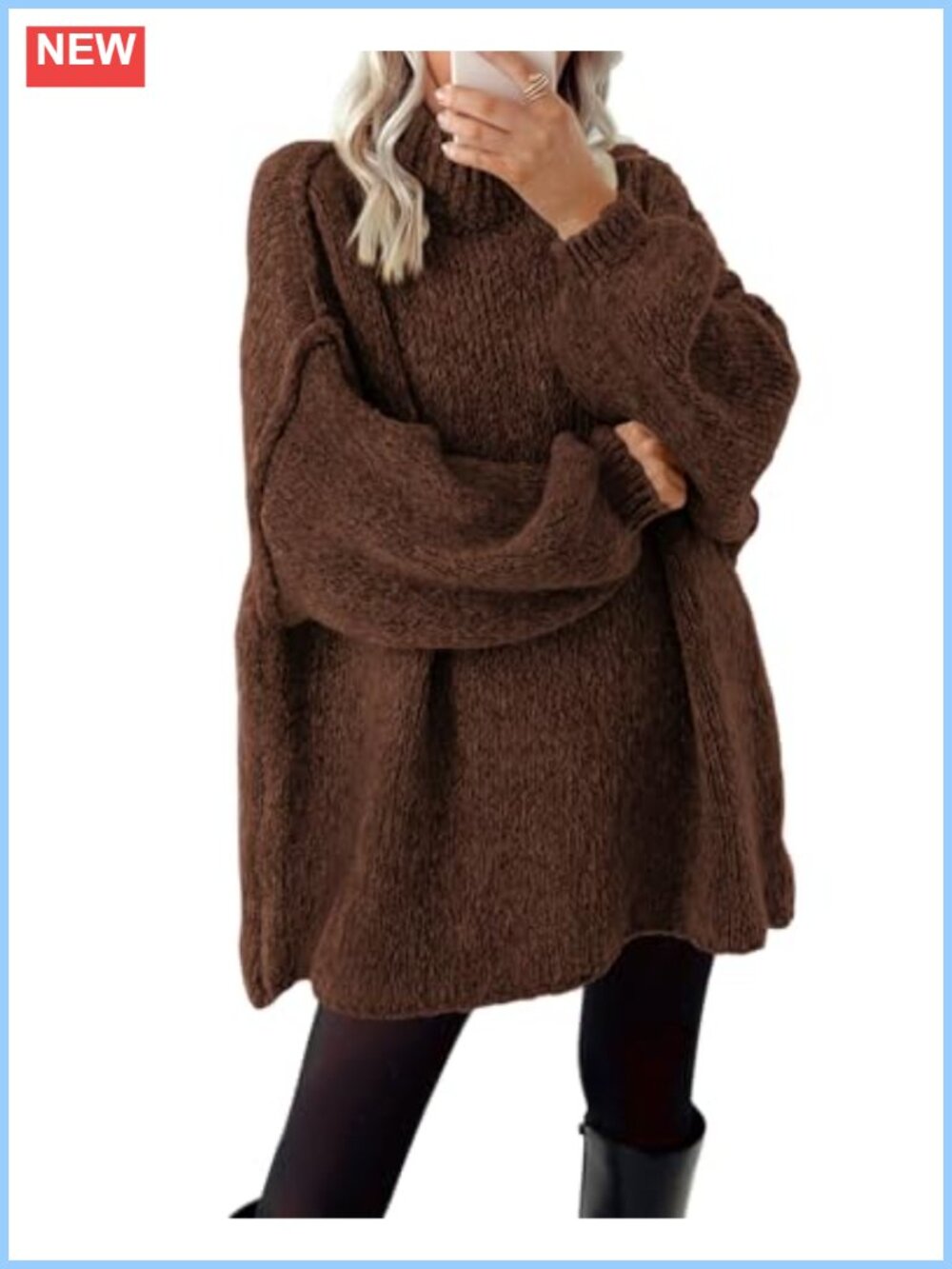 Oversized Mock Neck Cable Knit Pullover Sweater Long Sleeve